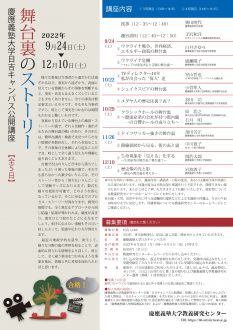 【受付は終了しました】日吉キャンパス公開講座「舞台裏のストーリー」（全5日）開催のお知らせ